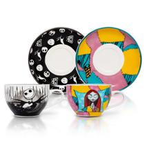 Conjunto de xícaras de chá Silver Buffalo Disney Nightmare Before Christmas Conjunto de xícaras de chá Silver Buffalo Disney Nightmare Before Christmas