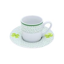 Conjunto De Xícaras De Porcelana Para Café Da Manhã Trevo 4 Folhas - 12 Peças Conjunto De Xícaras De Porcelana Para Café Da Manhã Trevo 4 Folhas - 12 Peças