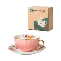 Conjunto De Xícaras E Pires De Café De Cerâmica Floral Vintage, Presente De Casamento Europeu De
