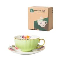 Conjunto De Xícaras E Pires De Café Em Cerâmica Floral Vintage Presente De Casamento Luxuoso Leve