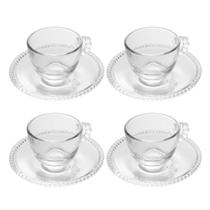 Conjunto De Xícaras E Pires Em Cristal 80ml Pearl Wolff Com 4 Unidades Conjunto De Xícaras E Pires Em Cristal 80ml Pearl Wolff Com 4 Unidades