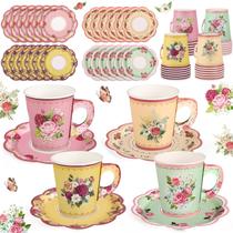 Conjunto de xícaras e pires para festas de chá NatNarr Vintage Floral 200 ml