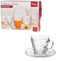 Conjunto de Xícaras e Pires Piazza VD 200ml 12 PCS
