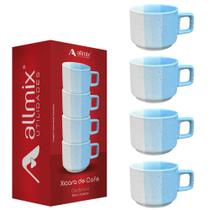 Conjunto De Xicaras Em Cerâmica Azul Ternura 90ml 4 Unidades