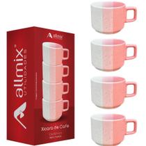 Conjunto De Xicaras Em Cerâmica Rosa Ternura 90ml 4 Unidades
