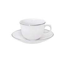 Conjunto De Xícaras Para Chá Com Pires Em Porcelana Flamingo Com 12 Peças 240ml Oxford