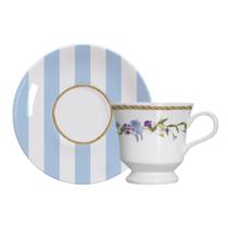 Conjunto De Xícaras Para Chá Com Pires Em Porcelana Floral Chic Com 12 Peças 190ml Germer