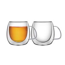Conjunto de Xícaras para Chá e Cappuccino 200ml Vidro Duplo com Alças 2 Peças Tramontina 64760/450