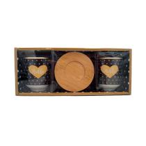 Conjunto de Xícaras Porcelana e Pires Bambu 110ml 4 Peças - Wincy Casa Conjunto de Xícaras Porcelana e Pires Bambu 110ml 4 Peças - Wincy Casa