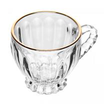 Conjunto de Xícaras Renaissance com Fio de Ouro em Cristal Ecológico 80ml 6 Peças - Lyor