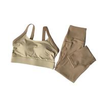 Conjunto De Yoga De Alta Cintura Com Levantamento De Quadris Em Cores Contrastantes 2PCS Leggings