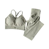 Conjunto De Yoga Feminino Com Decote Em V, Leggings Modeladoras De Cintura Alta E Top Esportivo