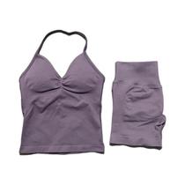 Conjunto De Yoga Feminino HISTELLO 2 Peças Top Sem Costura E Shorts Para Treino E Fitness