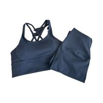 Conjunto De Yoga Feminino Respirável Com Costas Cruzadas, 2 Peças: Top Modelador De Bumbum E Calça