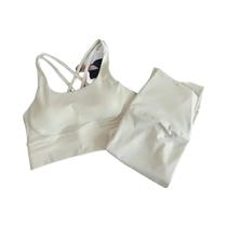 Conjunto De Yoga Feminino Respirável Com Costas Cruzadas, 2 Peças: Top Modelador De Bumbum E Calça