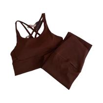 Conjunto De Yoga Feminino Respirável Com Costas Cruzadas, 2 Peças: Top Modelador De Bumbum E Calça