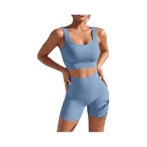 Conjunto de Yoga Feminino Sem Costura - 2 Peças com Cintura Alta