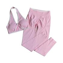 Conjunto De Yoga Feminino Sem Costura: Sutiã Esportivo Push-Up De Cintura Alta E Leggings Com Efeito