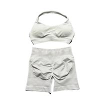 Conjunto De Yoga Sem Costura Com Decote Halter Para Mulheres, Shorts Peach Butt, Roupas De Ginástica