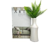 Conjunto decoração livro Arte + vaso branco pérola cerâmico
