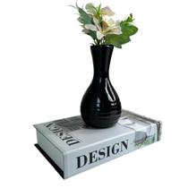 Conjunto decoração livro Design + vaso garrafa preto moderno