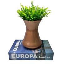 Conjunto decoração livro Europa + vaso cobre de cerâmica