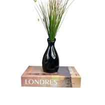 Conjunto decoração livro Londres + vaso garrafa na cor preta