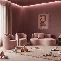 Conjunto Decorativo 02 Poltronas + Sofá Curvo Orgânico Nature Gaia Boucle Rosê - Montanaris Decor Conjunto Decorativo 02 Poltronas + Sofá Curvo Orgânico Nature Gaia Boucle Rosê - Montanaris Decor