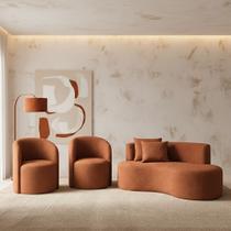 Conjunto Decorativo 02 Poltronas + Sofá Curvo Orgânico Nature Gaia Boucle Terracota - Montanaris Decor Conjunto Decorativo 02 Poltronas + Sofá Curvo Orgânico Nature Gaia Boucle Terracota - Montanaris Decor