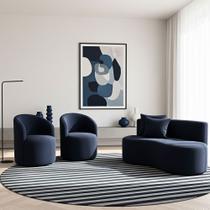 Conjunto Decorativo 02 Poltronas + Sofá Curvo Orgânico Nature Gaia Suede - Montanaris Decor