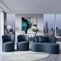 Conjunto Decorativo 02 Poltronas + Sofá Curvo Orgânico Nature Gaia Suede - Montanaris Decor Conjunto Decorativo 02 Poltronas + Sofá Curvo Orgânico Nature Gaia Suede - Montanaris Decor