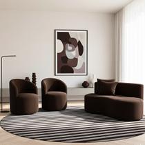 Conjunto Decorativo 02 Poltronas + Sofá Curvo Orgânico Nature Gaia Suede - Montanaris Decor Conjunto Decorativo 02 Poltronas + Sofá Curvo Orgânico Nature Gaia Suede - Montanaris Decor