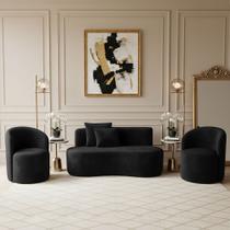 Conjunto Decorativo 02 Poltronas + Sofá Curvo Orgânico Nature Gaia Veludo - Montanaris Decor Conjunto Decorativo 02 Poltronas + Sofá Curvo Orgânico Nature Gaia Veludo - Montanaris Decor