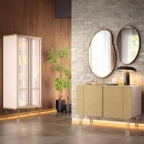 Conjunto Decorativo 1 Cristaleira e 1 Buffet Évora/Benvenuto Off White/Champagne G26 - HB Móveis