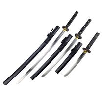 Conjunto Decorativo 3 Espadas Katana Wakizashi Tanto em Aço Inox Samurai Coleção Oriental Com Suporte