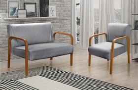 Conjunto Decorativo Anita Kit Namoradeira + Poltrona Sala, Recepção Cinza 320 Conjunto Decorativo Anita Kit Namoradeira + Poltrona Sala, Recepção Cinza 320