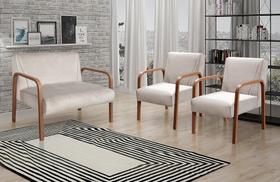 Conjunto Decorativo Anita Namoradeira + Poltronas Sala, Recepção Bege Claro 080