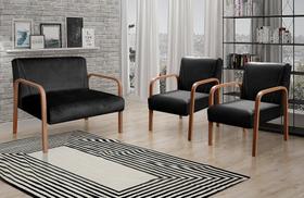 Conjunto Decorativo Anita Namoradeira + Poltronas Sala, Recepção Preto 410