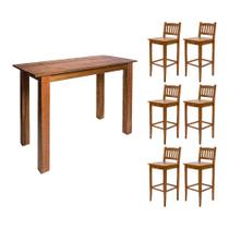 Conjunto Decorativo Aparador 1,60m com 6 Banquetas Bh para Hall de Apartamento em Madeira Maciça - N Conjunto Decorativo Aparador 1,60m com 6 Banquetas Bh para Hall de Apartamento em Madeira Maciça - N