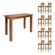 Conjunto Decorativo Aparador 2,00m com 8 Banquetas Bh para Hall de Apartamento em Madeira Maciça - N