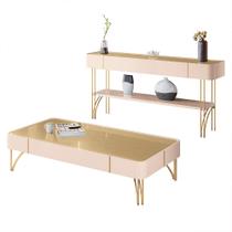 Conjunto Decorativo Aparador MDP/MDF e Mesa de Centro Vivant/Cadenza Off White/Champagne G26 - HB Móveis