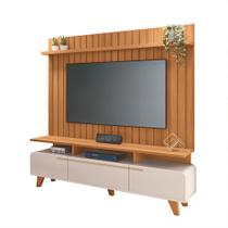 Conjunto Decorativo Bancada Essenza e Painel Suspenso Link MDP/MDF Off White/Cinamomo G26 - HB Móveis