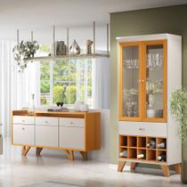 Conjunto Decorativo Cristaleira e Buffet Aparador Andorra/Noeli Off White/Cinamomo G26 - Gran Belo Conjunto Decorativo Cristaleira e Buffet Aparador Andorra/Noeli Off White/Cinamomo G26 - Gran Belo