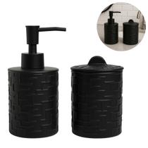 Conjunto Decorativo De Cerâmica Preto P/ Banheiro 2 peças