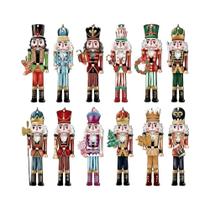 Conjunto Decorativo De Quebra-Nozes De Madeira Com 12 Peças Para Decoração De Natal E Presentes Conjunto Decorativo De Quebra-Nozes De Madeira Com 12 Peças Para Decoração De Natal E Presentes