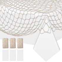 Conjunto decorativo de rede para peixes e toalhas de mesa, tipo unidade, pacote com 6 unidades, branco Conjunto decorativo de rede para peixes e toalhas de mesa, tipo unidade, pacote com 6 unidades, branco