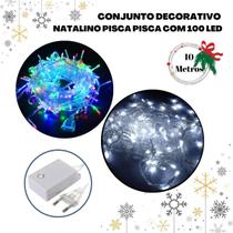 Conjunto Decorativo Natalino Pisca-Pisca com 100 Led (10 metros)