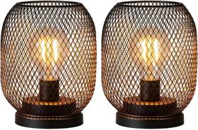 Conjunto DECORKEY de 2 lanternas de mesa LED de metal marrom