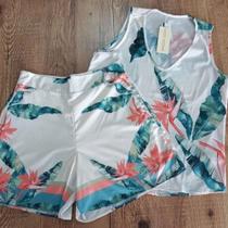 Conjunto decote V folhagem laranja tamanho único M Conjunto decote V folhagem laranja tamanho único M