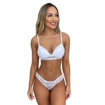 Conjunto Delicado Renda Com Bojo Sem Aro Calcinha Renda Fio